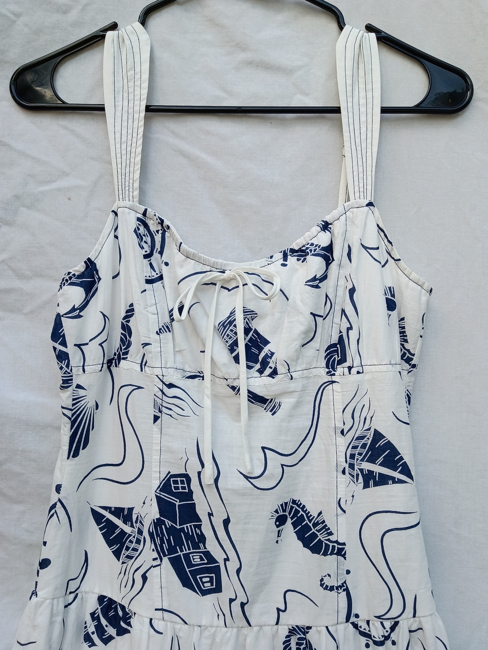 Moon River White and Navy Nautical Tie-Front Maxi Dress - Picture 4 of 6